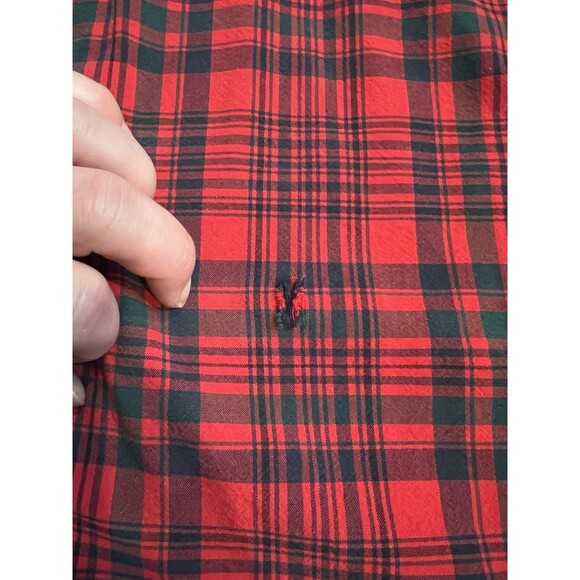 VTG Ralph Lauren BIG SHIRT Mens XL Red Buffalo Plaid Button Long Sleeve Cotton - Picture 6 of 9